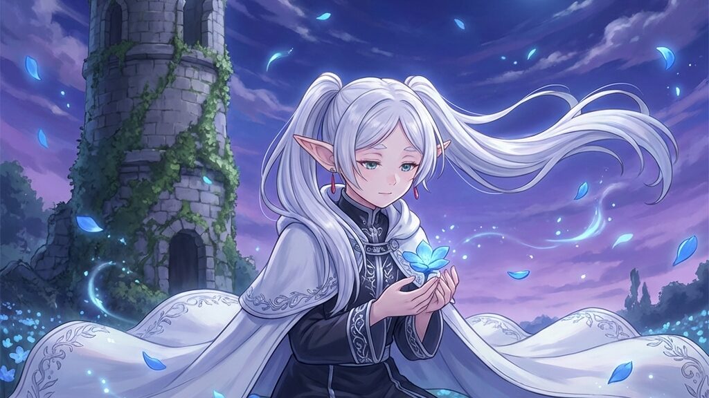 蒼月草を見るフリーレン